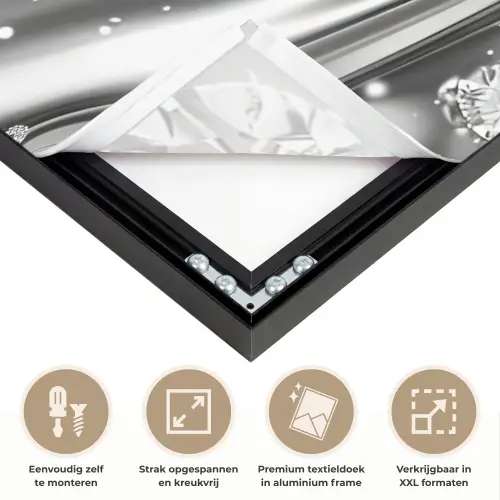 Abstract - Diamant - Luxe - Modern - Zilver Textielframe zwart klein -USP_feed_closeupNL