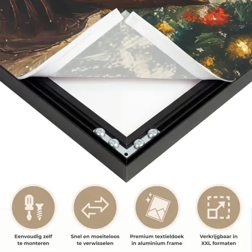 Kerstman - Kerst - Winter - Kerstboom Textielframe zwart klein -USP_closeupNL