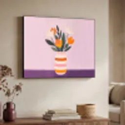 Tulpen - Vaas - Strepen - Paars Textielframe zwart klein -sfeer3