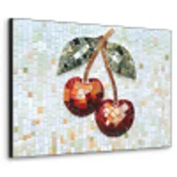 Kersen - Rood - Mozaïek - Blaadjes Textielframe - compleet frame klein -3d