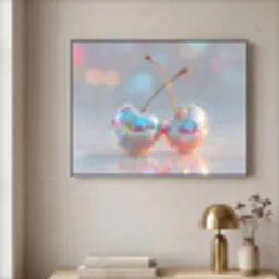 Kersen - Glanzend - Regenboogkleur Textielframe zwart klein -sfeer2