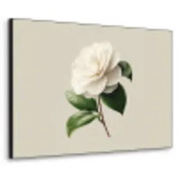 Cameliabloem - Wit - Groen Textielframe zwart klein -3d