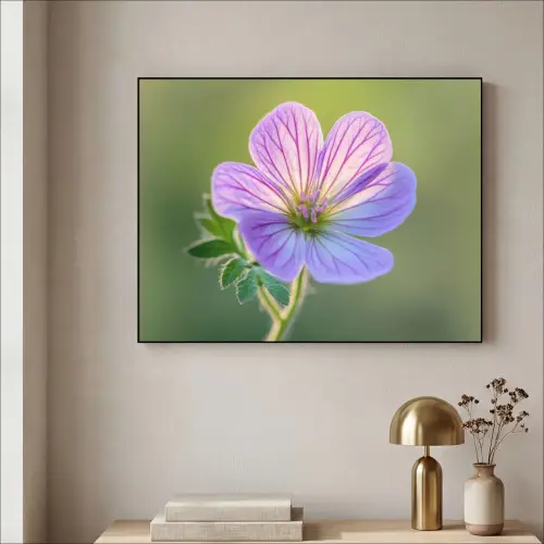 Bloem - Close up - Paars Textielframe - compleet frame klein -sfeer2