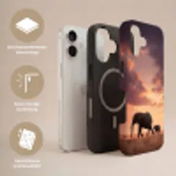 Olifanten - Grasland - Zonsondergang Toughcase MagSafe Apple iPhone 17 klein -USP_Lagen_NL