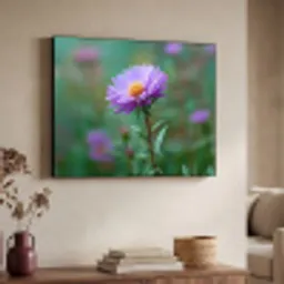 Aster - Paars - Bloem - Blaadjes Textielframe - compleet frame klein -sfeer3