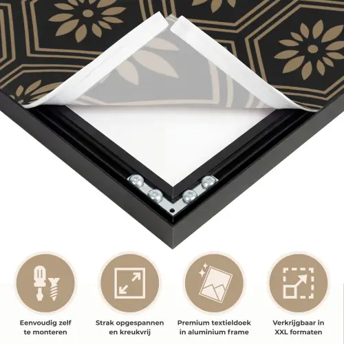 Bloemen - Goud - Hexagon Textielframe zwart klein 947 -USP_feed_closeupNL