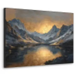 Berglandschap met Gouden Zonsondergang Textielframe zwart klein -3d