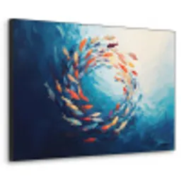 Zee - Vissen - Kleurrijk - Dynamisch Textielframe zwart klein -3d