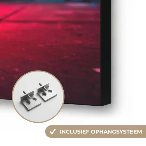 Boombox - Rood - Graffiti - Neon Textielframe zwart klein -USP_ophangsysteemNL