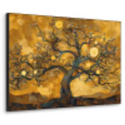 Boom - Levensboom - Abstract - Goud Textielframe - compleet frame klein -3d