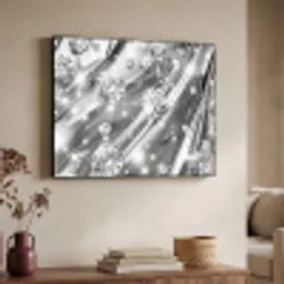 Abstract - Diamant - Luxe - Modern - Zilver Textielframe zwart klein -sfeer3