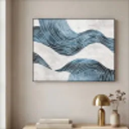 Lijnen - Golven - Abstract - Blauw Textielframe zwart klein -sfeer2