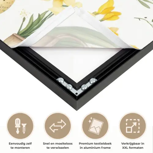 Gieter - Bloemen - Eieren Textielframe zwart klein -USP_closeupNL