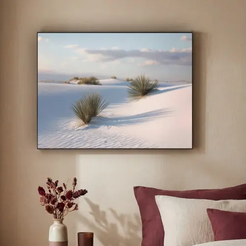 Duinen - Gras - Wolken - Beige Textielframe zwart klein -sfeer1