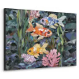 Vissen - Koraal - Zee - Mozaïek Textielframe zwart klein -3d