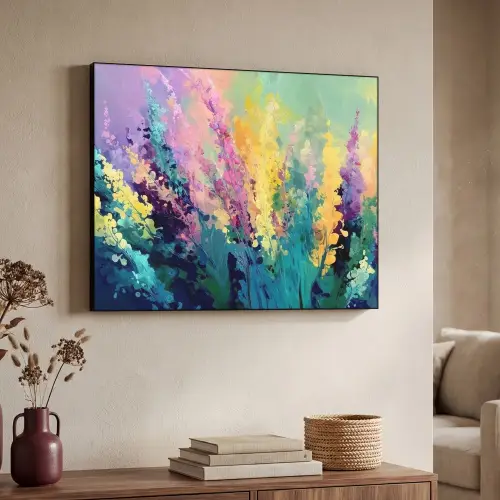 Dromerige - Langgerekte bloemen Textielframe zwart klein -sfeer3