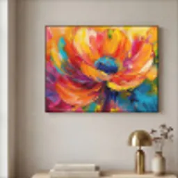 Bloem - Verflook - Modern - Abstract - Kleuren Textielframe zwart klein -sfeer2