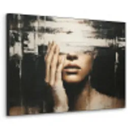 Hand - Gezicht - Strepen - Abstract Textielframe zwart klein -3d