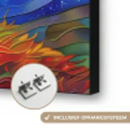 Boom - Zon - Verflook - Kleuren - Abstract Textielframe zwart klein -USP_ophangsysteemNL
