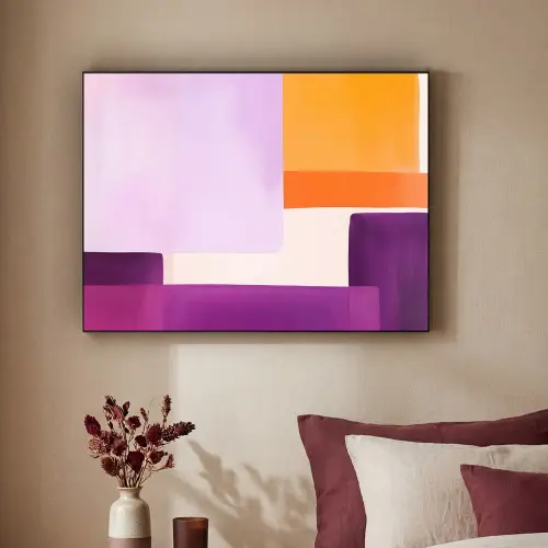 Vlakken - Abstract - Rechthoekig - Oranje Textielframe zwart klein -sfeer1