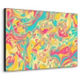 Geel - Roze - Blauw - Retro Textielframe zwart klein -3d