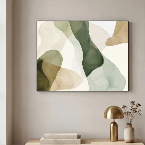 Japandi - Abstract - Groen Textielframe zwart klein -sfeer2