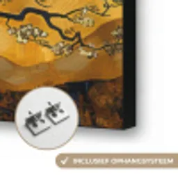 Boom - Levensboom - Abstract - Goud Textielframe zwart klein -USP_ophangsysteemNL
