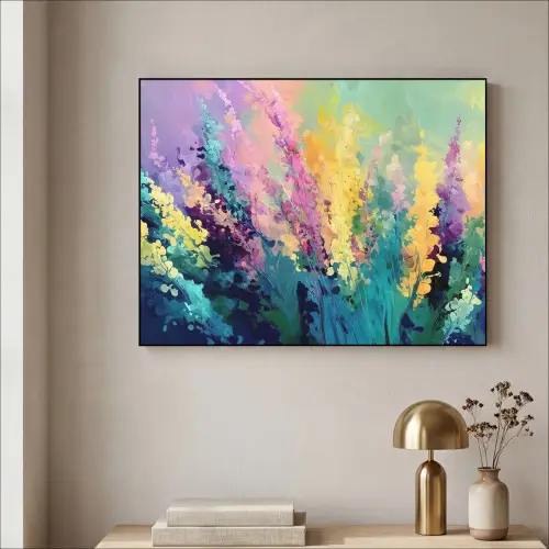 Dromerige - Langgerekte bloemen Textielframe zwart klein -sfeer2