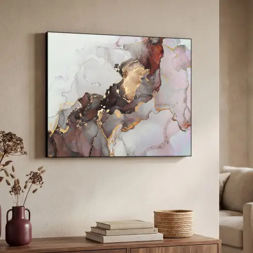 Rood - Marmer - Goud Textielframe - compleet frame klein -sfeer3