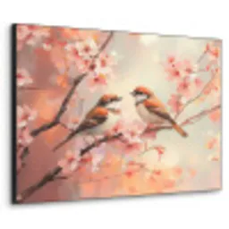 Vogels - Romantic - Bloesemtak Textielframe zwart klein -3d