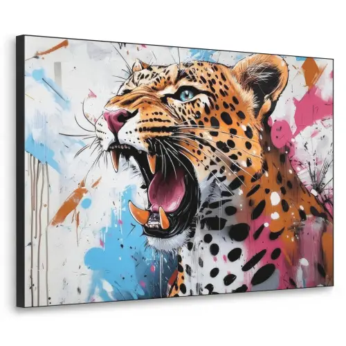 Abstract - Luipaard - Kleurrijk Textielframe - compleet frame klein -3d