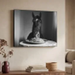 Paard - Bord - Pasta - Tafelkleed - Zwart Wit - Dieren Textielframe zwart klein -sfeer3