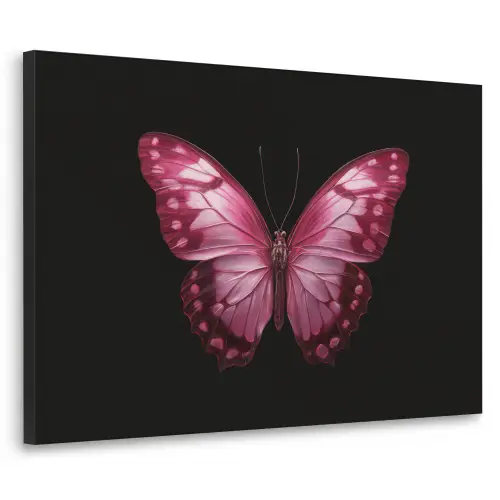 Vlinder - Fuchsia - Grafisch Textielframe zwart klein -3d