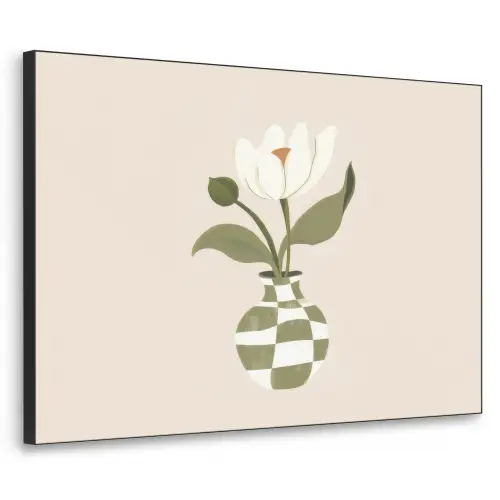 Vaas - Geruit - Bloem - Groen Textielframe zwart klein -3d
