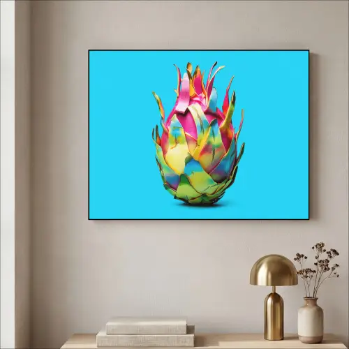 Drakenfruit - Blauw - Levendig Textielframe - compleet frame klein -sfeer2