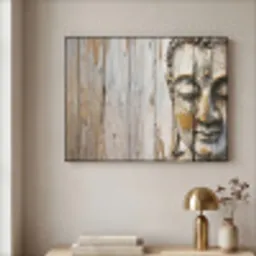 Boeddha - Houtlook - Modern - Industrieel Textielframe - compleet frame klein -sfeer2