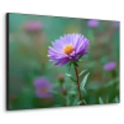 Aster - Paars - Bloem - Blaadjes Textielframe zwart klein -3d