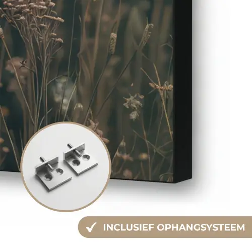 Wolf - Bloemen - Natuur Textielframe zwart klein -USP_ophangsysteemNL