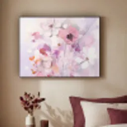 Bloemen - Lila - Watercolor - Kunst Textielframe - compleet frame klein -sfeer1
