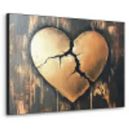 Gebroken hart - Goud - Houtlook - Liefde Textielframe - compleet frame klein -3d