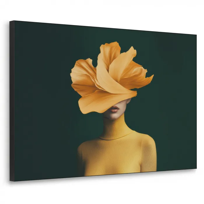 Vrouw - Hoed - Geel Textielframe - compleet frame klein -3d