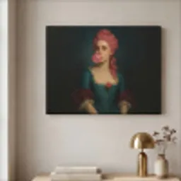 Vrouw - Portret - Kauwgombel Textielframe - compleet frame klein -sfeer2