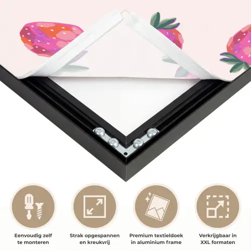 Aardbeien - Rood - Roze - Patroon Textielframe zwart klein 947 -USP_feed_closeupNL