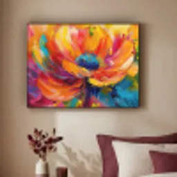 Bloem - Verflook - Modern - Abstract - Kleuren Textielframe - compleet frame klein -sfeer1