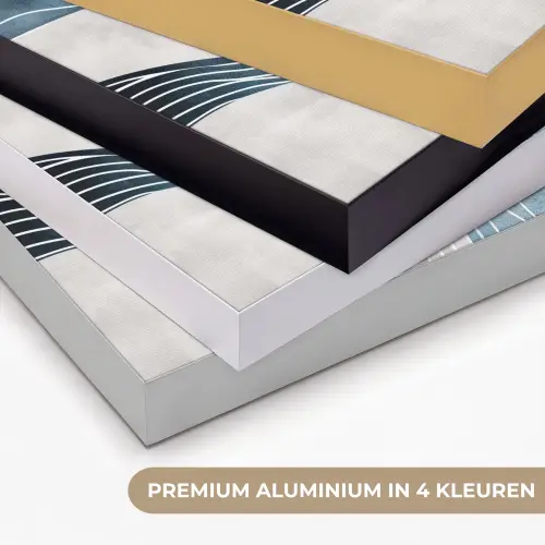 Lijnen - Golven - Abstract - Blauw Textielframe zwart klein -USP_kleurenNL