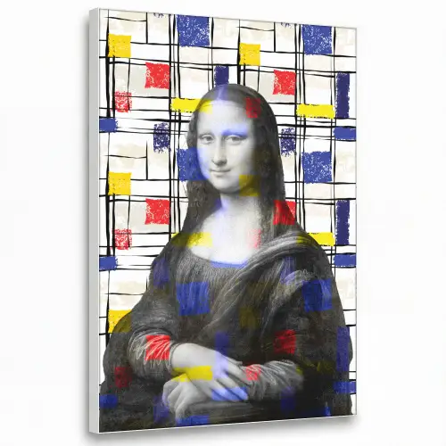 Mona Lisa - Mondriaan - Oude Meesters Textielframe wit middel -3d