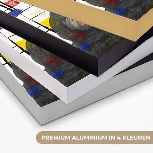 Mona Lisa - Mondriaan - Oude Meesters Textielframe wit middel -USP_kleurenNL