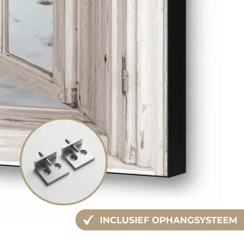 Auto - Rood - Cadeaus - Winter - Kerst - Doorkijk - Wit Textielframe zwart klein -USP_ophangsysteemNL