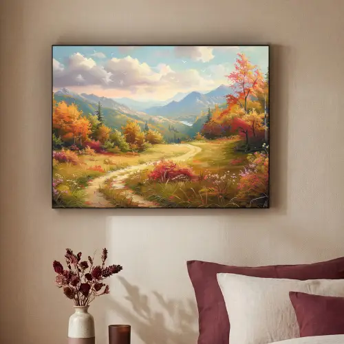 Landschap - Illustratie - Natuur Textielframe - compleet frame klein -sfeer1