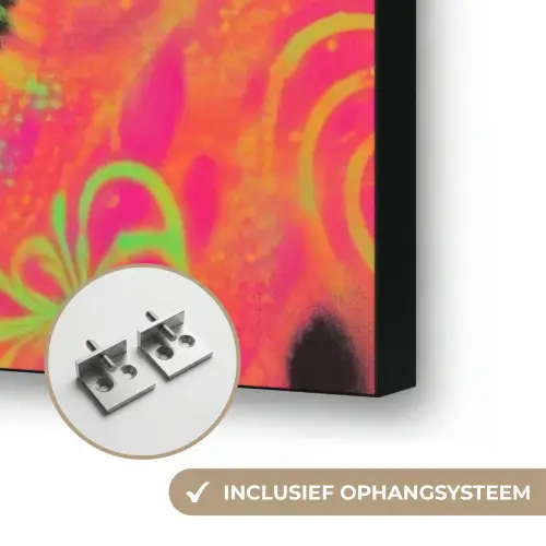 Neon - Vrouw - Microfoon Textielframe zwart klein -USP_ophangsysteemNL